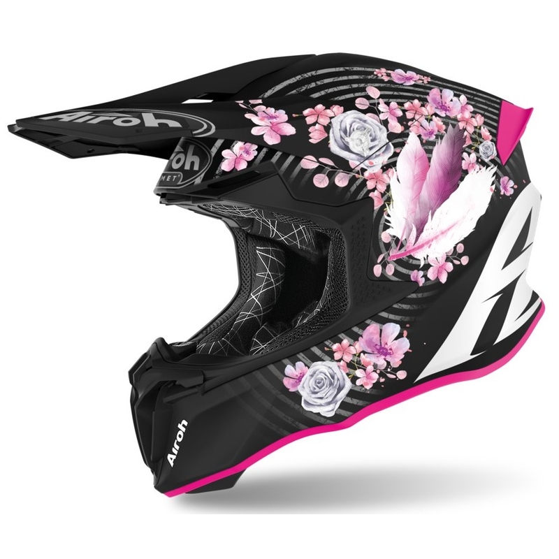 Casque de motocross Airoh Twist Mad noir et rose