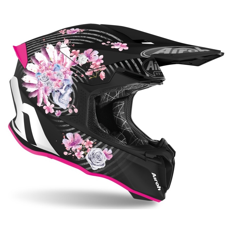 Casque de motocross Airoh Twist Mad noir et rose