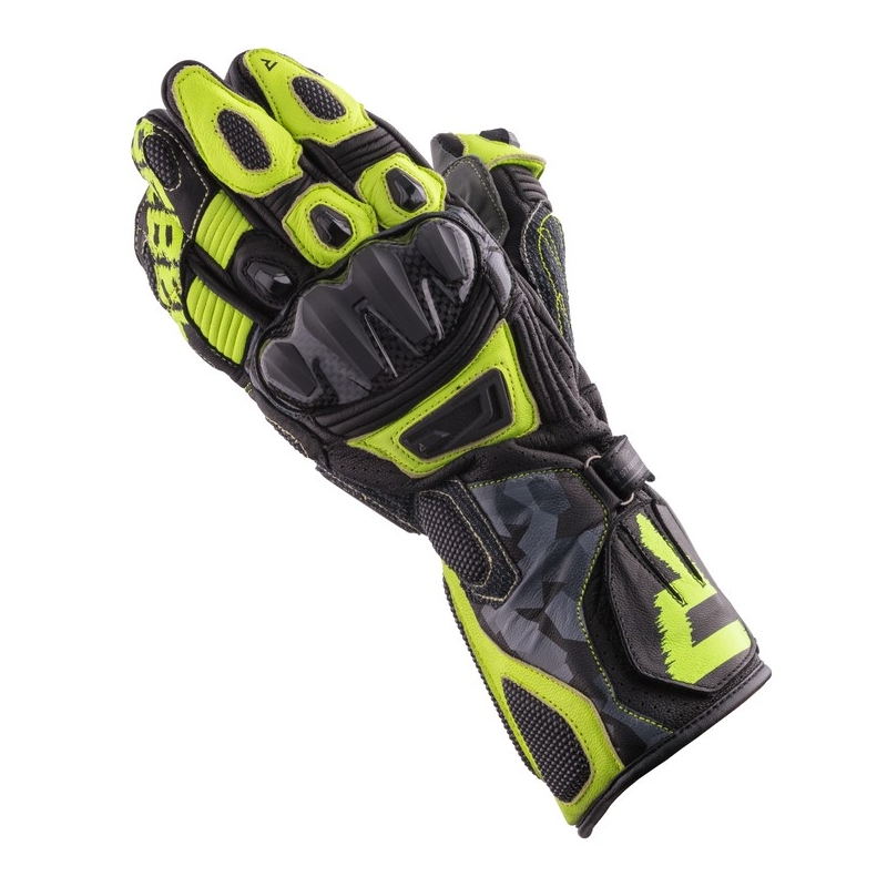 Gants de moto Rebelhorn Rebel noir-camo-jaune fluo soldes