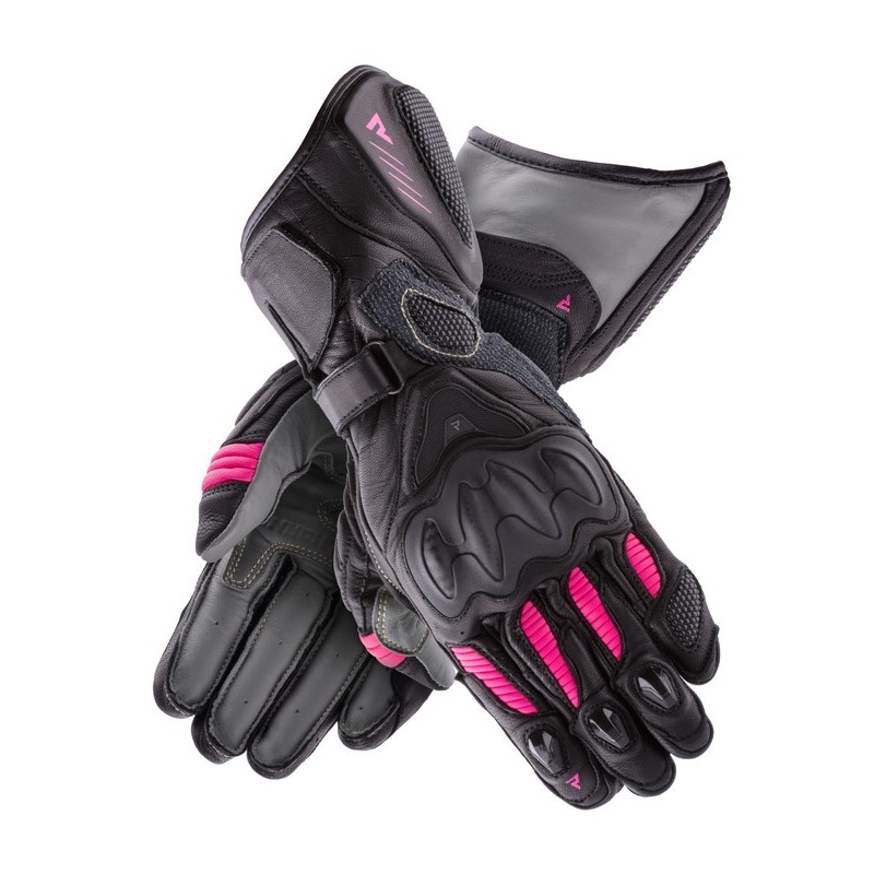 Gants de moto Rebelhorn Rebel noirs et roses pour femmes soldes