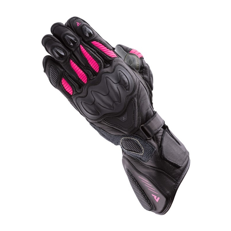 Gants de moto Rebelhorn Rebel noirs et roses pour femmes soldes