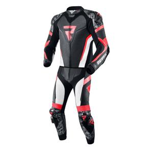 Combinaison de moto Rebelhorn Rebel noir-blanc-rouge fluo soldes