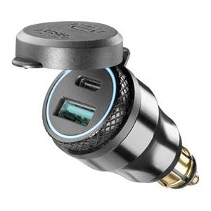 Adaptateur interphone DIN avec 1 x USB et sortie USB-C pour les motos