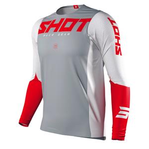Maillot de motocross Shot Aerolite Airflow gris-blanc-rouge soldes