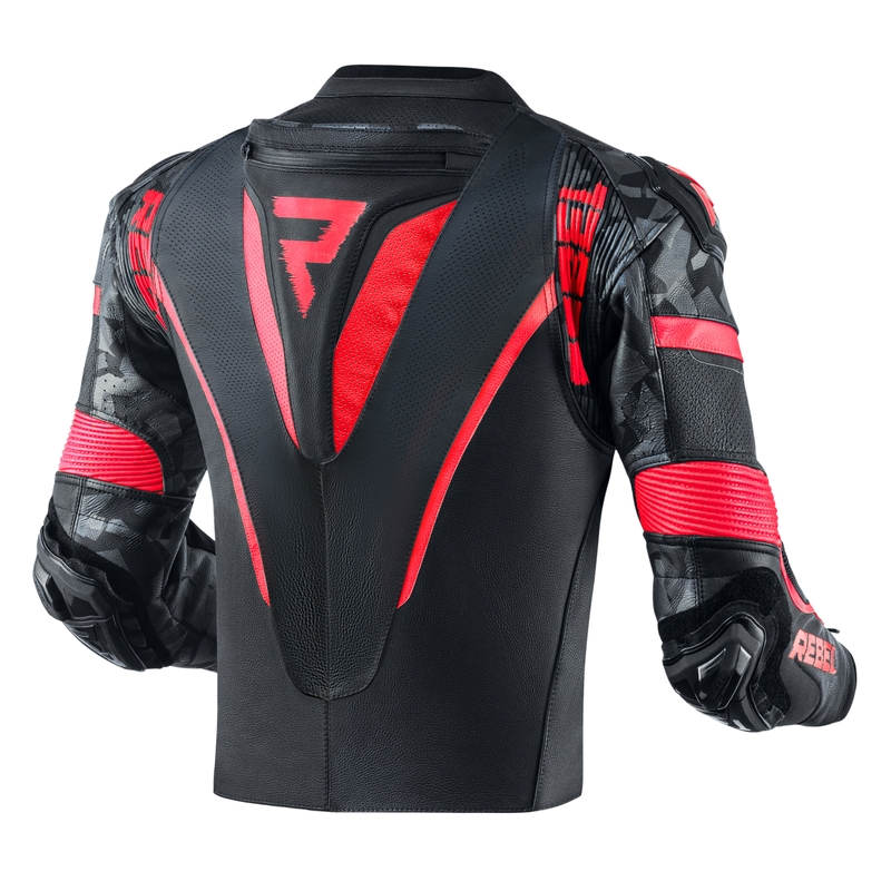 Veste de moto Rebelhorn Rebel noir-rouge fluo soldes
