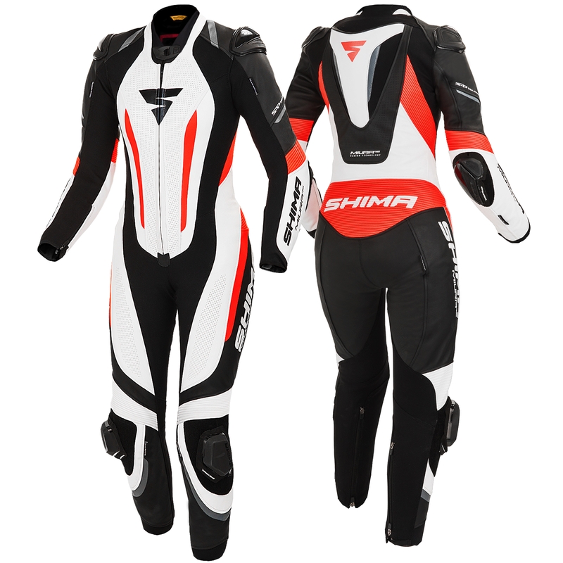 Combinaison une pièce pour femmes Shima Miura RS blanc-noir-rouge fluo
