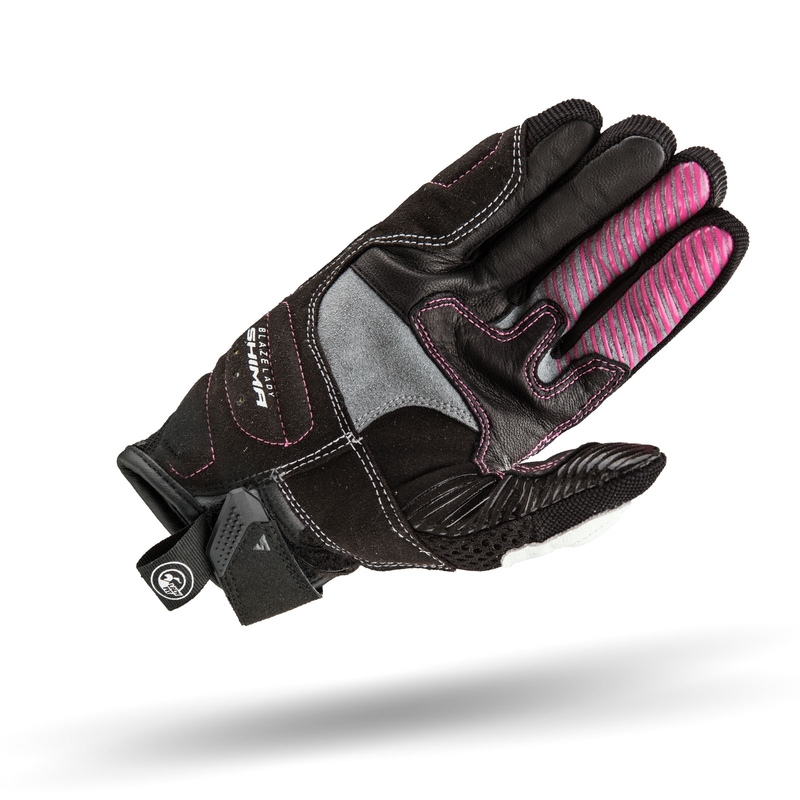Gants de moto Shima Blaze noir, blanc et rose pour femmes soldes