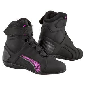 Bottes de moto Kore Velcro 2.0 pour femmes, noires et violettes