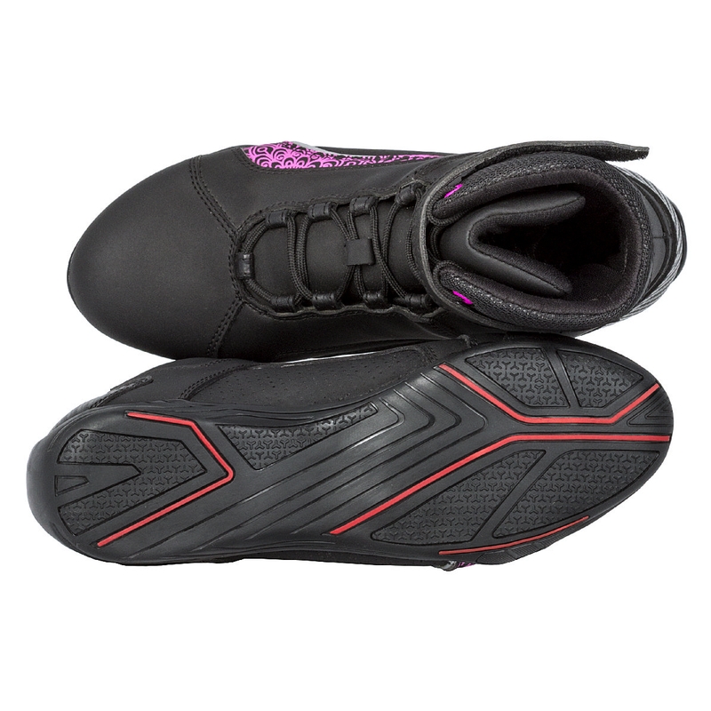 Bottes de moto Kore Velcro 2.0 pour femmes, noires et violettes