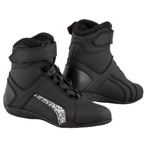 Bottes de moto Kore Velcro 2.0 pour femmes, noires et blanches