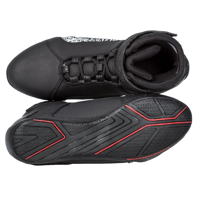 Bottes de moto Kore Velcro 2.0 pour femmes, noires et blanches