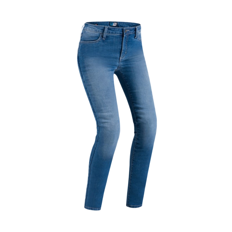Jeans moto skinny PMJ pour femme Bleu soldes