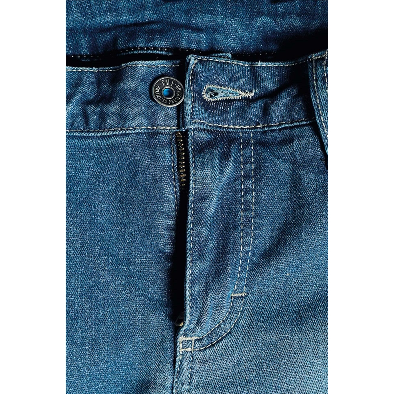 Jeans moto skinny PMJ pour femme Bleu soldes