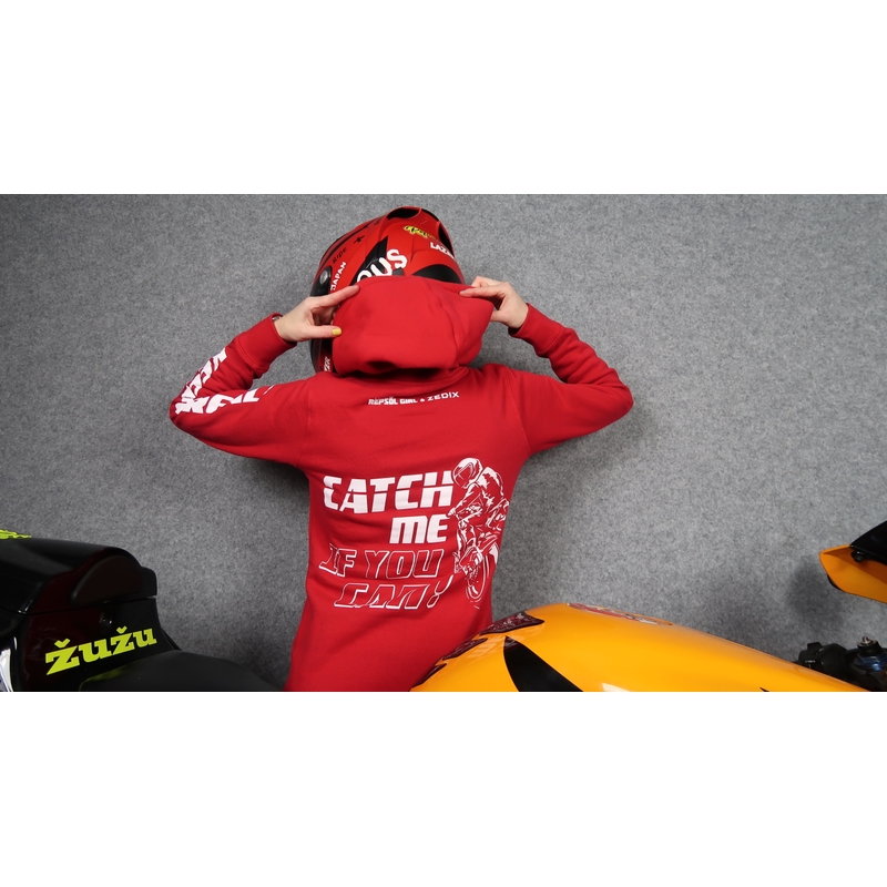 Sweat à capuche pour femmes Catch me if you can rouge soldes