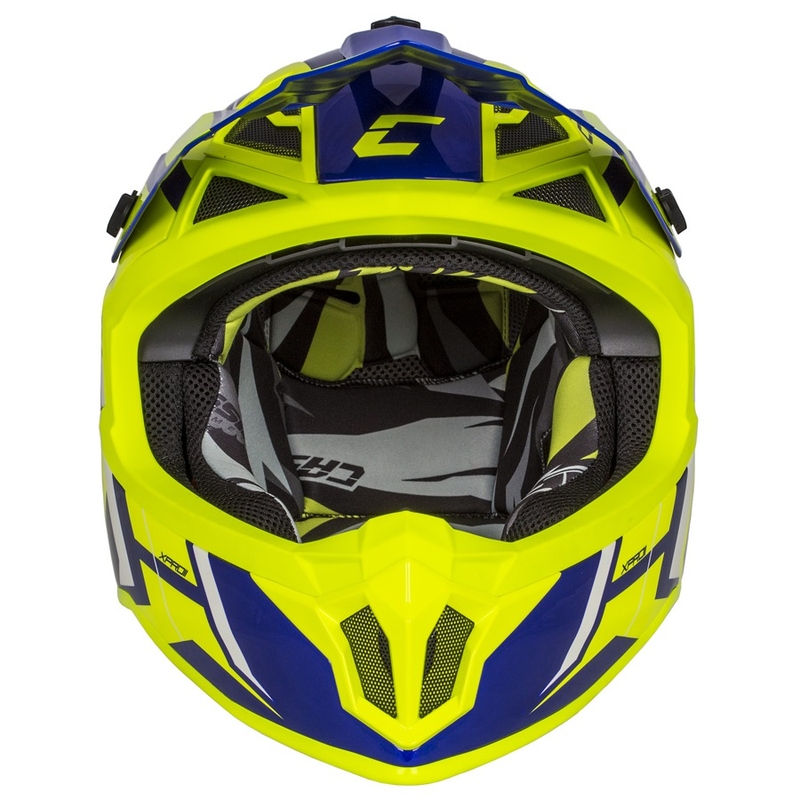 Casque de motocross Cassida Cross Pro II Contra fluo jaune-bleu-blanc