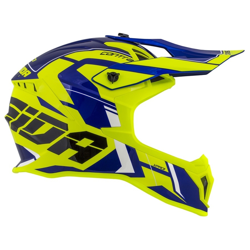 Casque de motocross Cassida Cross Pro II Contra fluo jaune-bleu-blanc