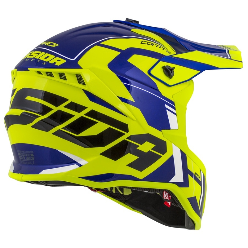 Casque de motocross Cassida Cross Pro II Contra fluo jaune-bleu-blanc