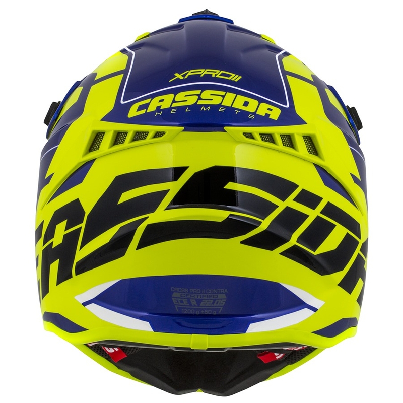 Casque de motocross Cassida Cross Pro II Contra fluo jaune-bleu-blanc