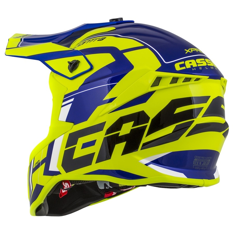 Casque de motocross Cassida Cross Pro II Contra fluo jaune-bleu-blanc