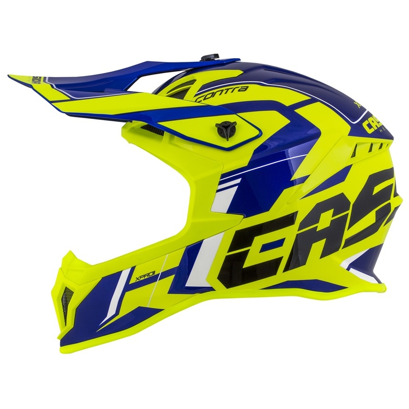 Casque de motocross Cassida Cross Pro II Contra fluo jaune-bleu-blanc