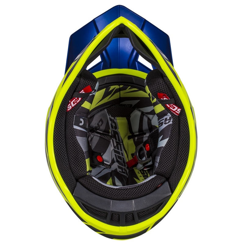 Casque de motocross Cassida Cross Pro II Contra fluo jaune-bleu-blanc