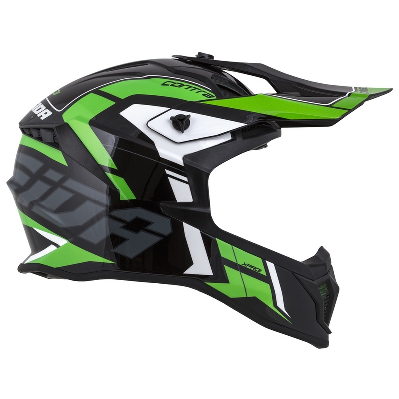 Motokrosová přilba Cassida Cross Pro II Contra černo-šedo-bílo-zelená