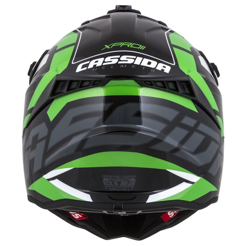 Motokrosová přilba Cassida Cross Pro II Contra černo-šedo-bílo-zelená