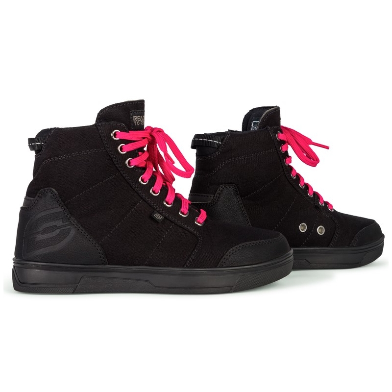 Bottes de moto Ozone Town noires et roses soldes