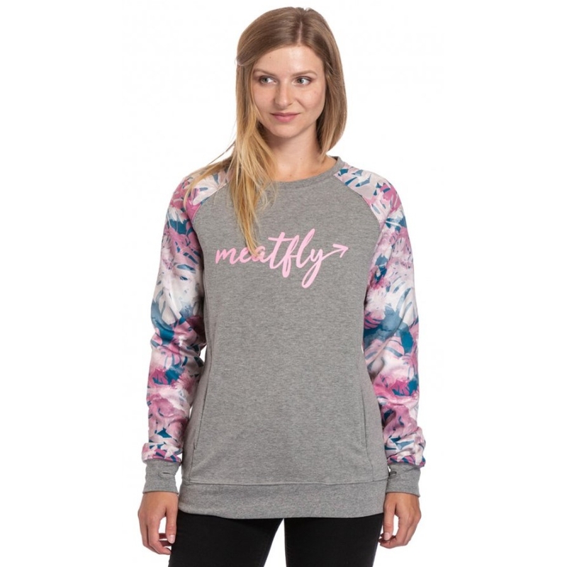 Sweat-shirt Meatfly Robin gris-rose pour femme soldes