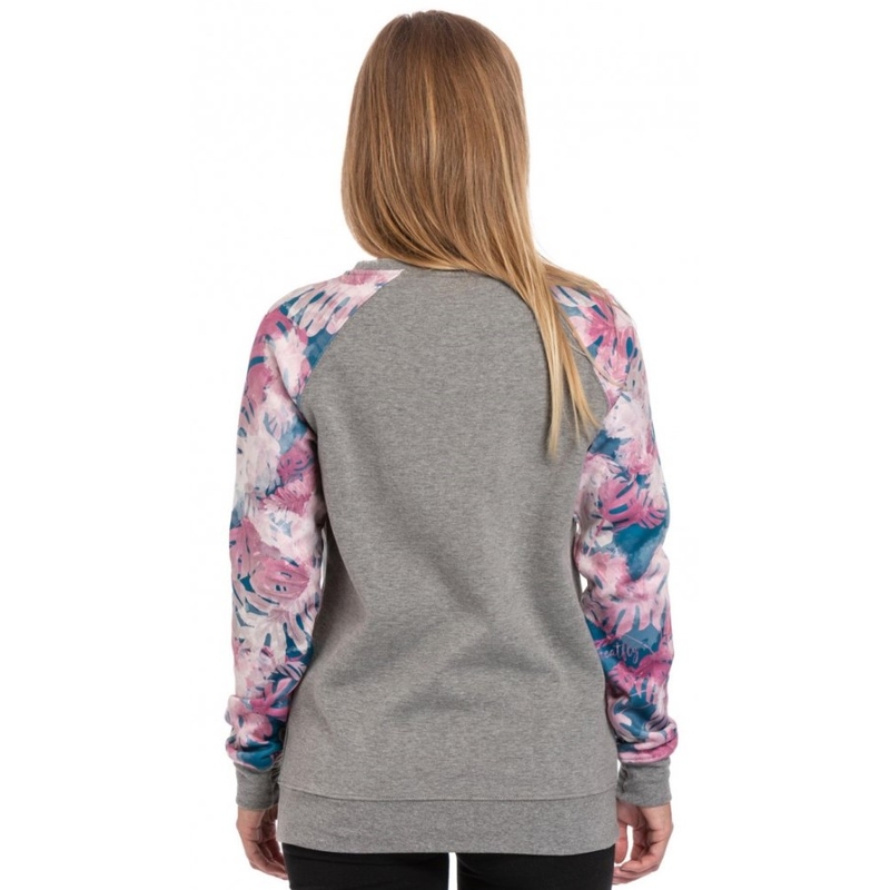 Sweat-shirt Meatfly Robin gris-rose pour femme soldes