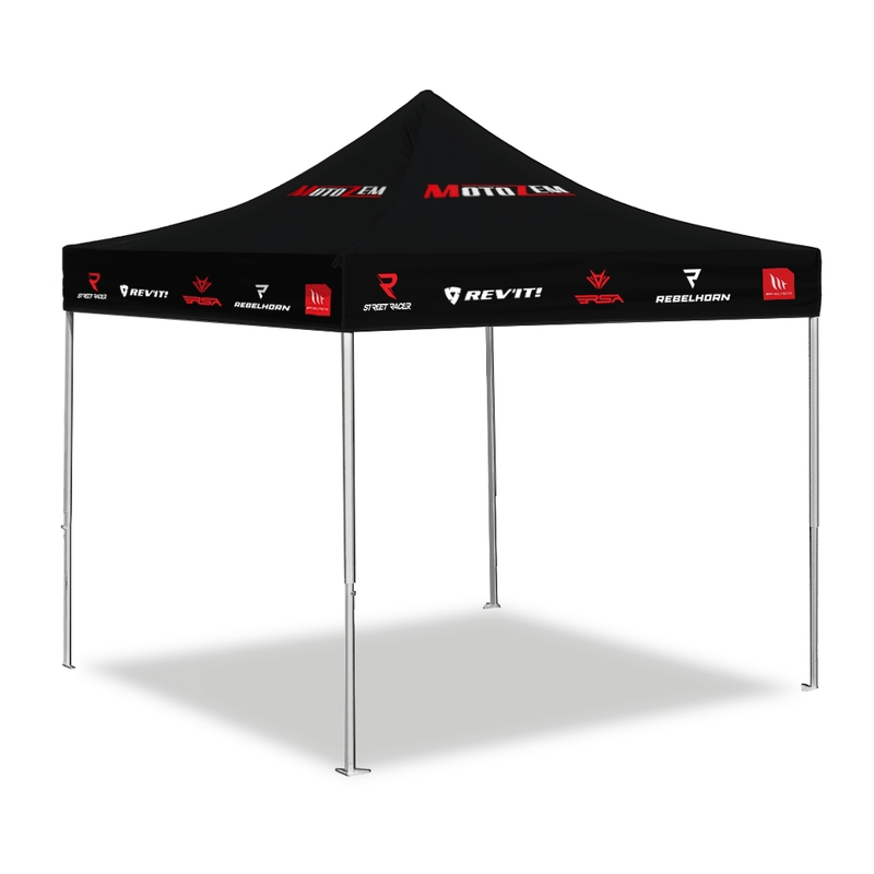 Tente de course MotoZem sans parois latérales, noire