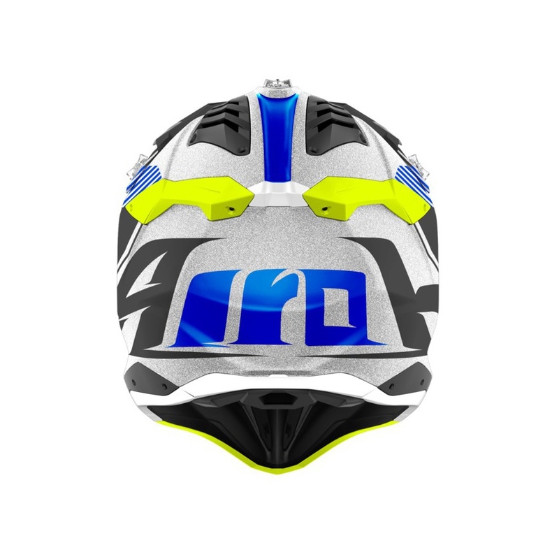 Motokrosová přilba Airoh Aviator 3.0 Wave 2022 bílo-modro-fluo žlutá výprodej