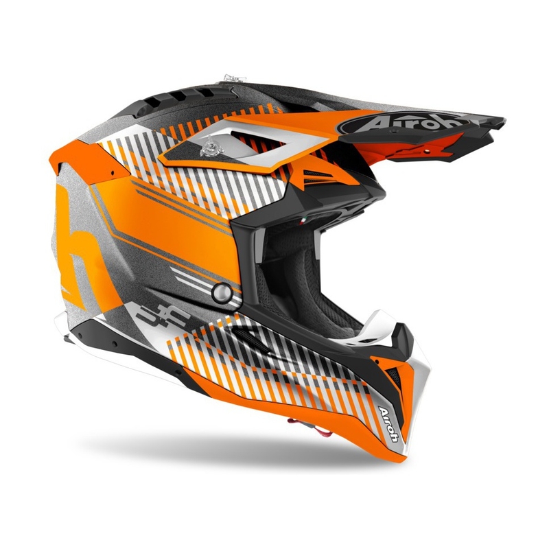 Casque motocross Airoh Aviator 3.0 Wave 2022 orange-gris-blanc soldes