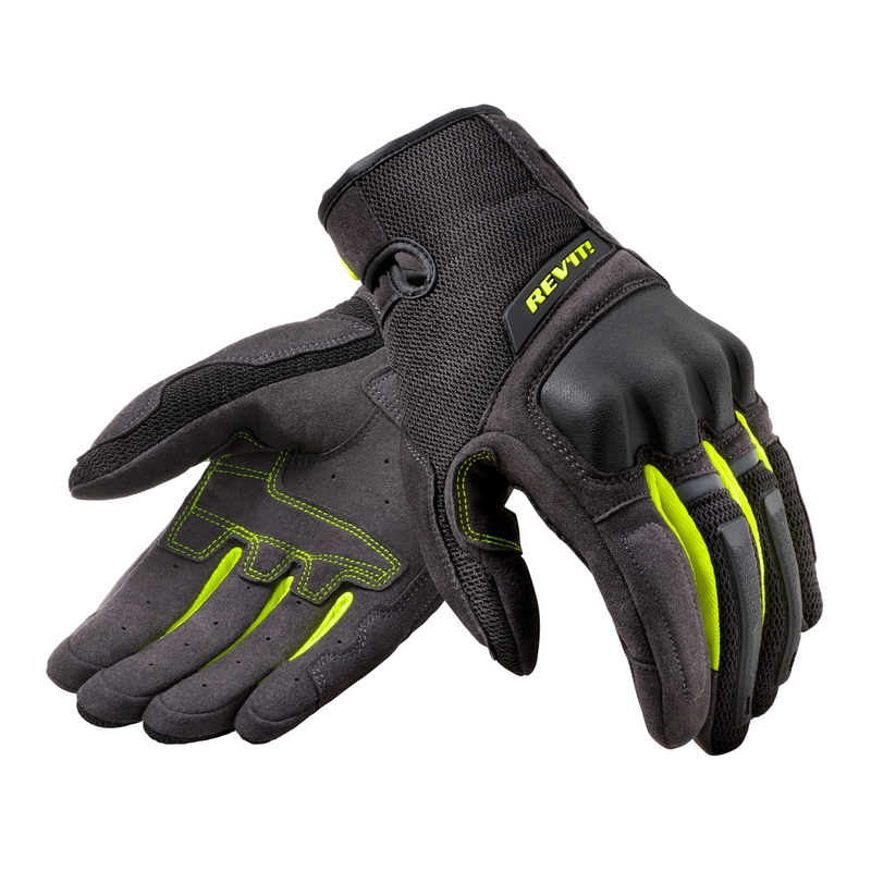 Gants moto Revit Volcano noir-jaune fluo soldes