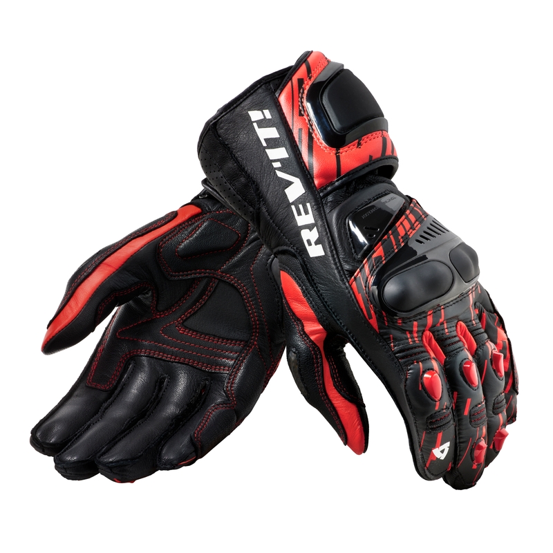 Gants moto Revit Quantum 2 noir-rouge fluo soldes
