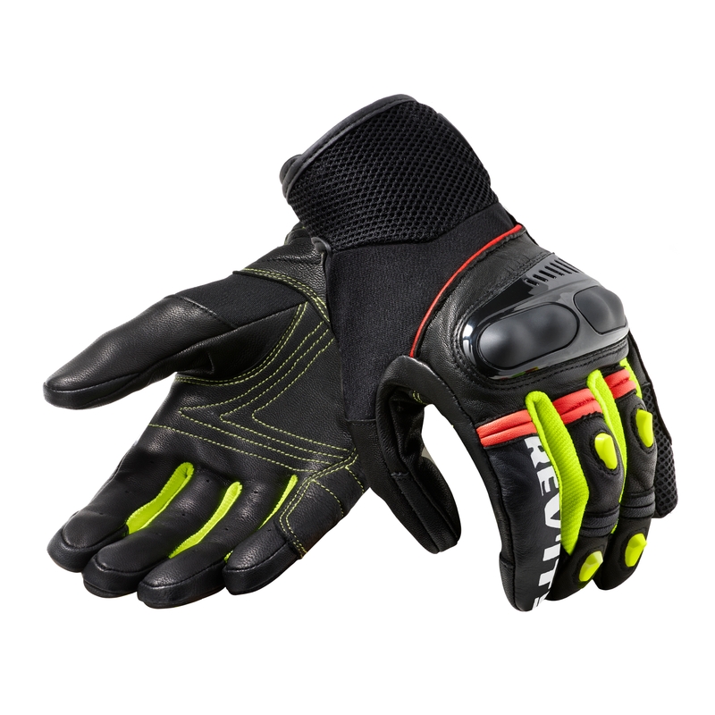 Gants moto Revit Metric noir-jaune fluo soldes