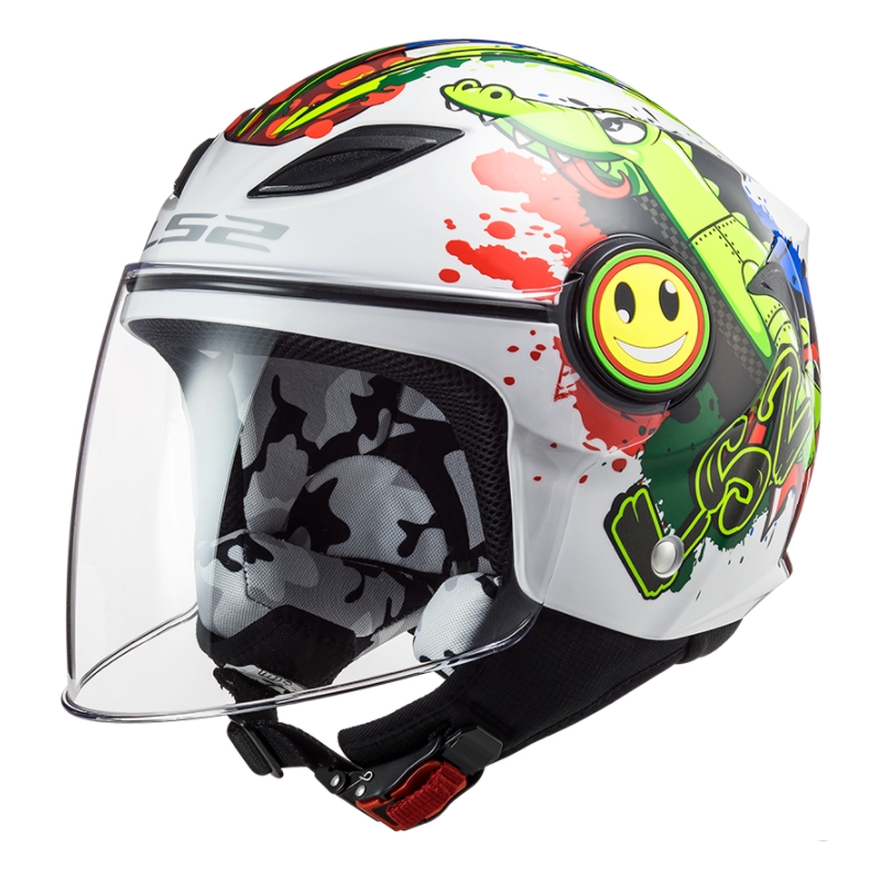 Casque de moto ouvert pour enfants LS2 OF602 Funny Croco blanc