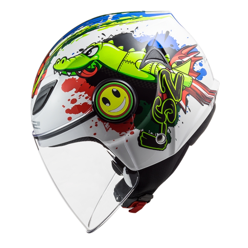 Casque de moto ouvert pour enfants LS2 OF602 Funny Croco blanc