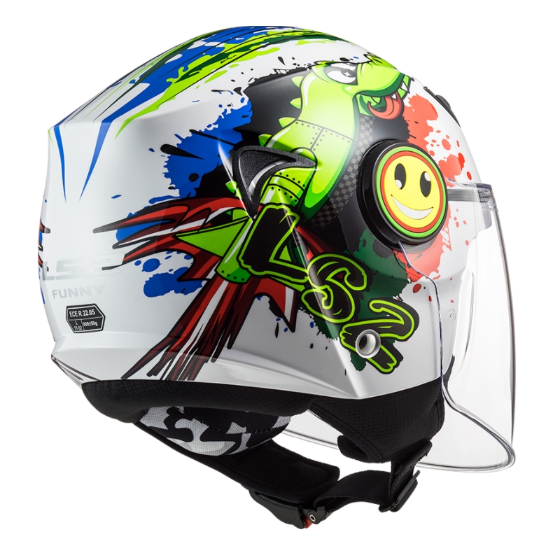 Casque de moto ouvert pour enfants LS2 OF602 Funny Croco blanc
