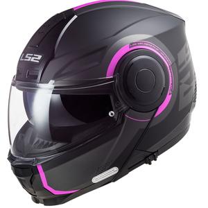 Casque moto modulable LS2 FF902 Scope Arch noir et rose mat