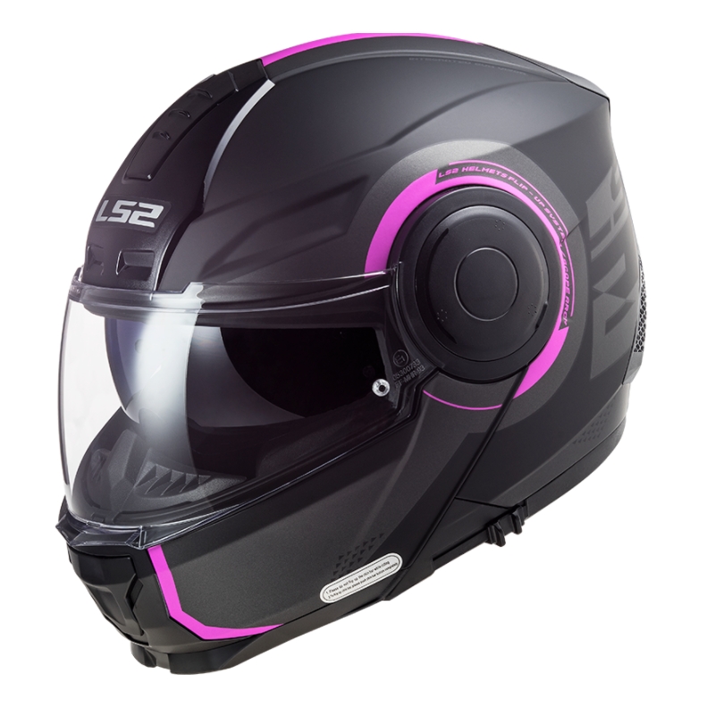 Casque moto modulable LS2 FF902 Scope Arch noir et rose mat