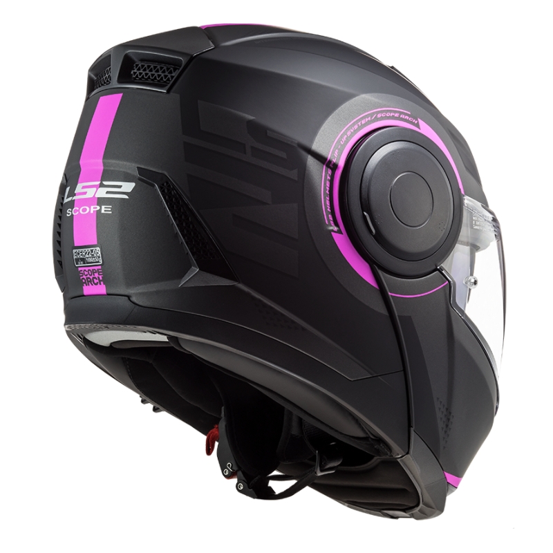 Casque moto modulable LS2 FF902 Scope Arch noir et rose mat