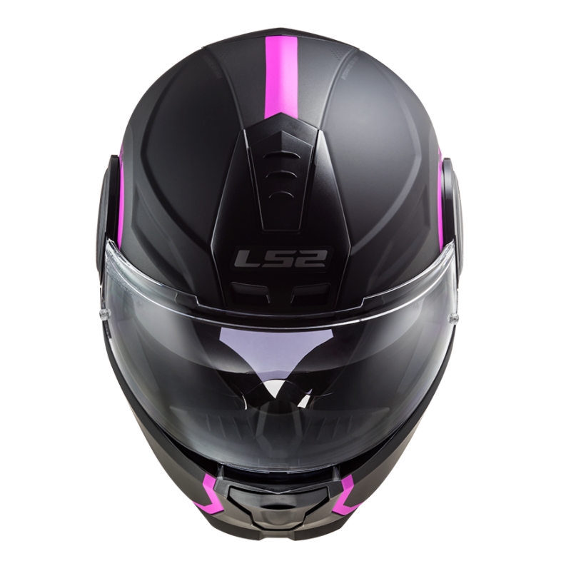Casque moto modulable LS2 FF902 Scope Arch noir et rose mat