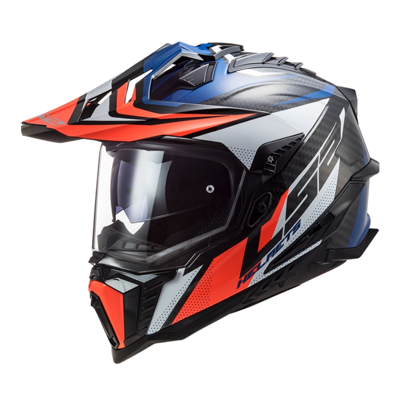 Casque d'enduro LS2 MX701 Explorer C Focus blanc-bleu-rouge