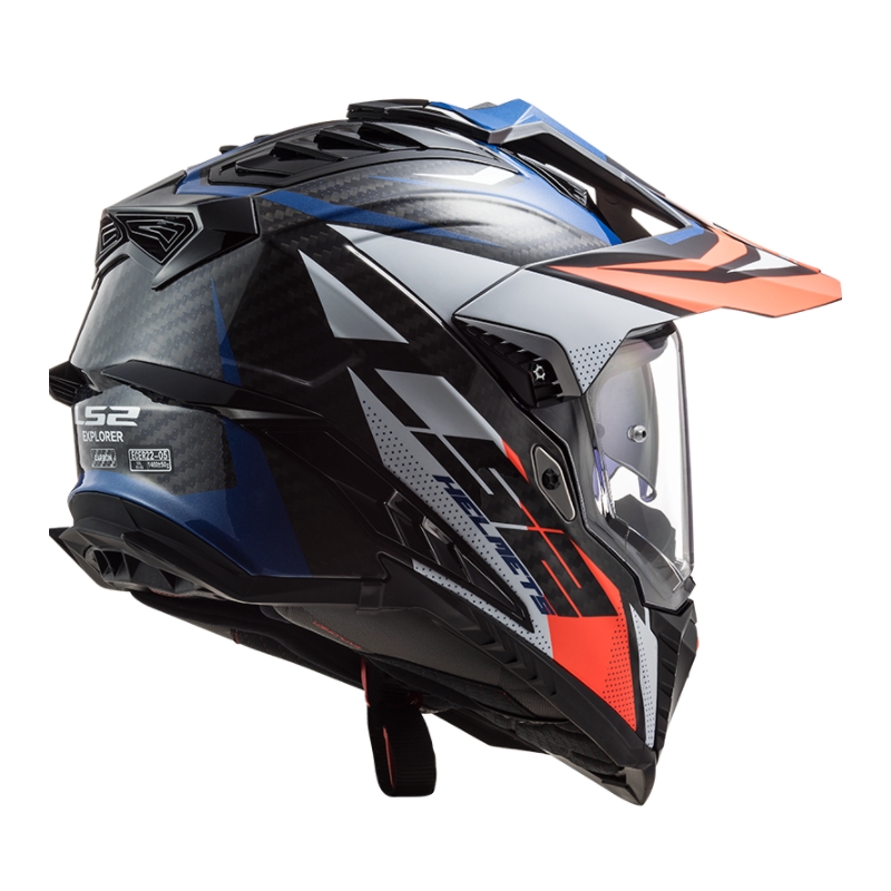 Casque d'enduro LS2 MX701 Explorer C Focus blanc-bleu-rouge