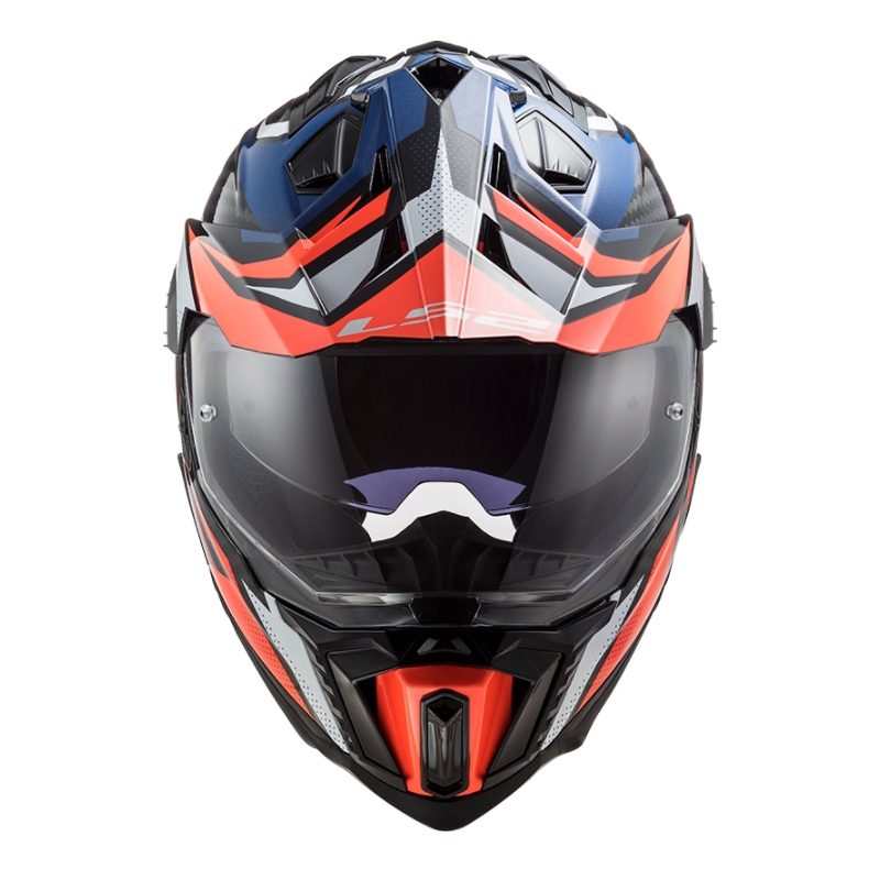 Casque d'enduro LS2 MX701 Explorer C Focus blanc-bleu-rouge