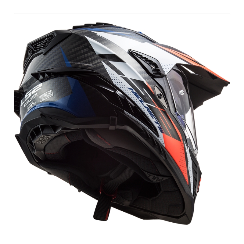 Casque d'enduro LS2 MX701 Explorer C Focus blanc-bleu-rouge