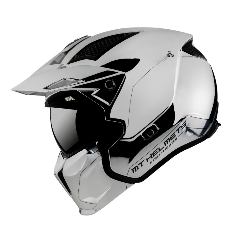 Casque MT Streetfighter SV Chromé à Visière Ouverte Argent Vente soldes