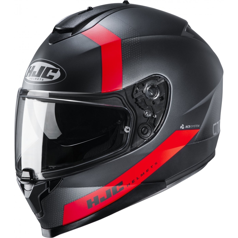Casque moto intégral HJC C70 Eura MC1SF rouge-gris