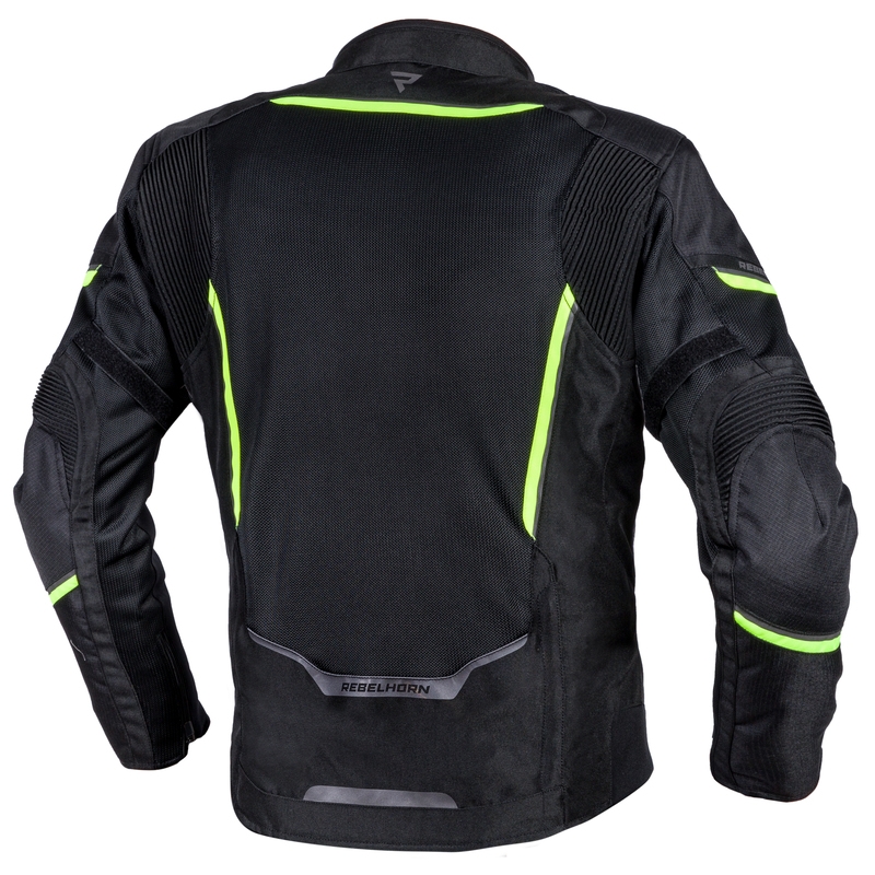 Bunda na motorku Rebelhorn Flux černo-fluo žlutá